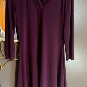 Anne Klein Deep Purple Long Sleeve Dress